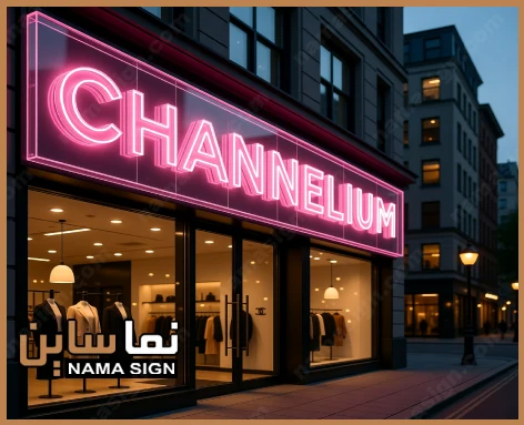 تابلو چلنیوم صورتی مغازه لباس فروشی